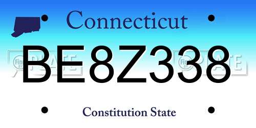 BE8Z338 Connecticut License Plate