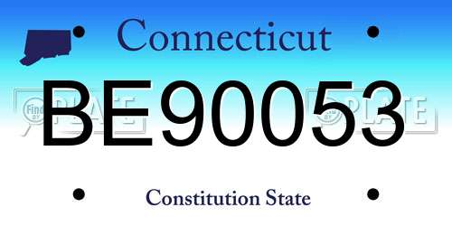 BE90053 Connecticut License Plate