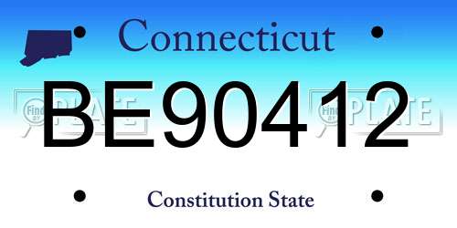 BE90412 Connecticut License Plate