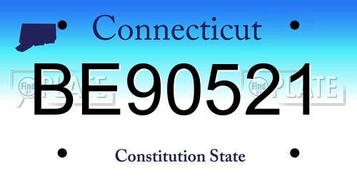 BE90521 Connecticut License Plate