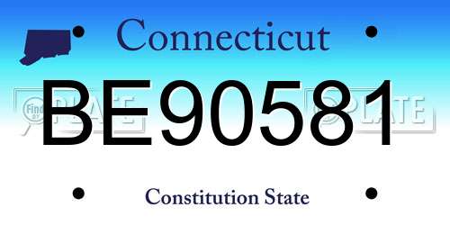 BE90581 Connecticut License Plate
