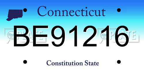 BE91216 Connecticut License Plate