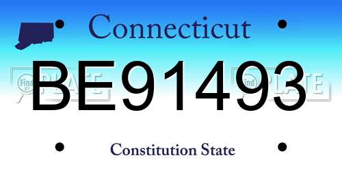 BE91493 Connecticut License Plate