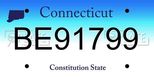 BE91799 Connecticut License Plate