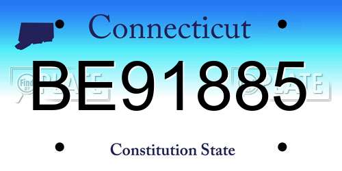 BE91885 Connecticut License Plate