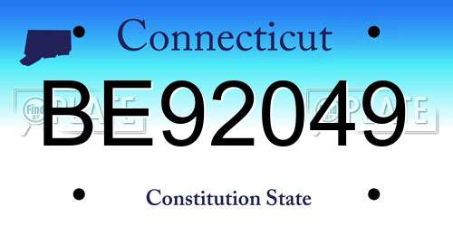 BE92049 Connecticut License Plate
