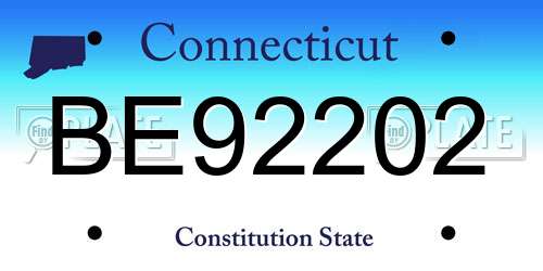 BE92202 Connecticut License Plate