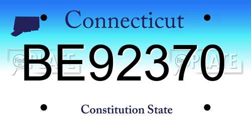 BE92370 Connecticut License Plate