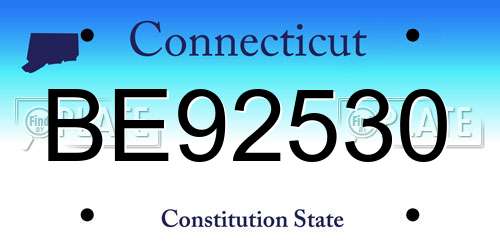 BE92530 Connecticut License Plate