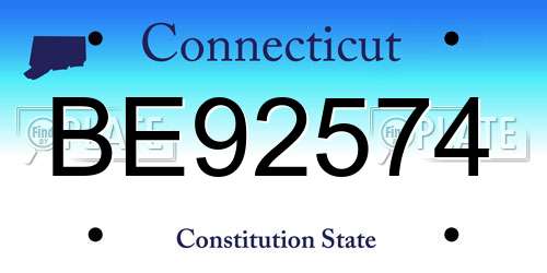 BE92574 Connecticut License Plate