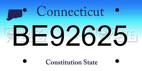 BE92625 Connecticut License Plate