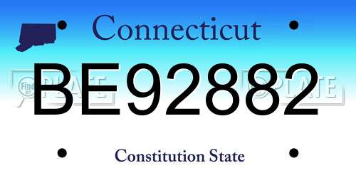 BE92882 Connecticut License Plate