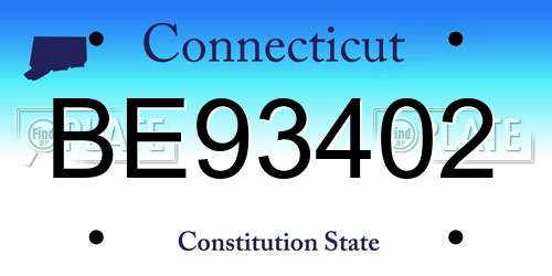 BE93402 Connecticut License Plate