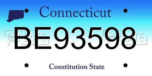 BE93598 Connecticut License Plate