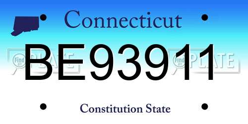 BE93911 Connecticut License Plate