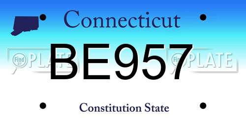 BE957 Connecticut License Plate