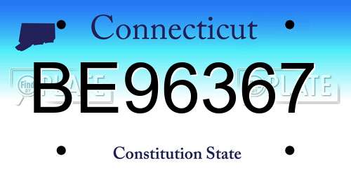 BE96367 Connecticut License Plate