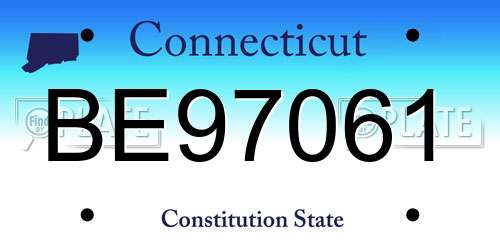BE97061 Connecticut License Plate