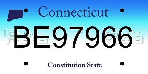 BE97966 Connecticut License Plate
