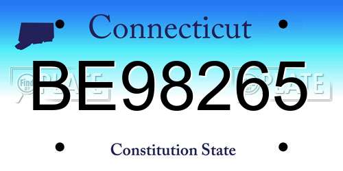 BE98265 Connecticut License Plate