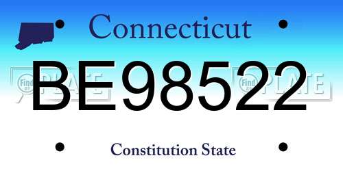 BE98522 Connecticut License Plate
