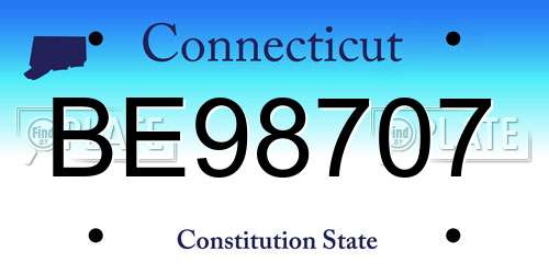 BE98707 Connecticut License Plate