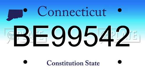 BE99542 Connecticut License Plate