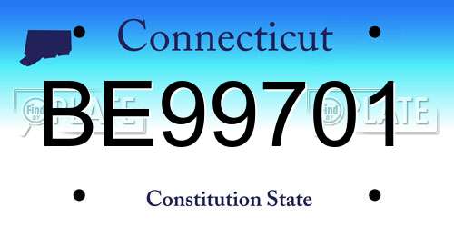 BE99701 Connecticut License Plate