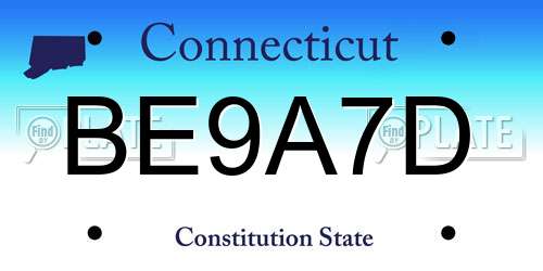 BE9A7D Connecticut License Plate