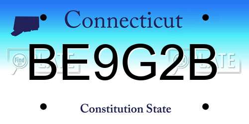 BE9G2B Connecticut License Plate