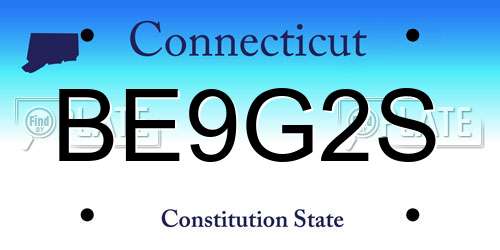 BE9G2S Connecticut License Plate