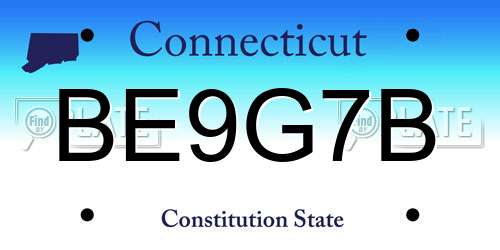 BE9G7B Connecticut License Plate