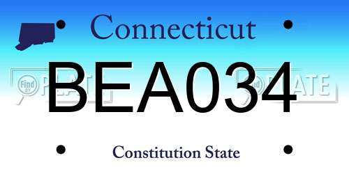 BEA034 Connecticut License Plate