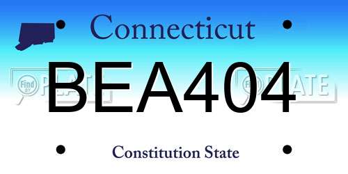 BEA404 Connecticut License Plate