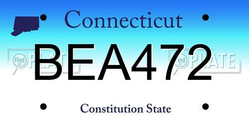 BEA472 Connecticut License Plate