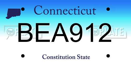 BEA912 Connecticut License Plate