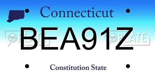 BEA91Z Connecticut License Plate