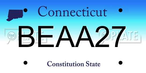 BEAA27 Connecticut License Plate