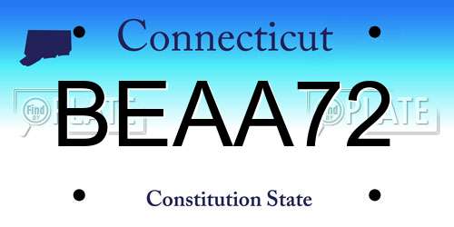 BEAA72 Connecticut License Plate