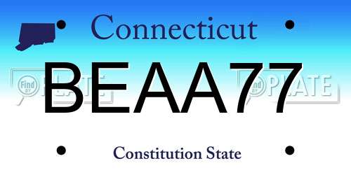BEAA77 Connecticut License Plate