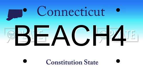 BEACH4 Connecticut License Plate