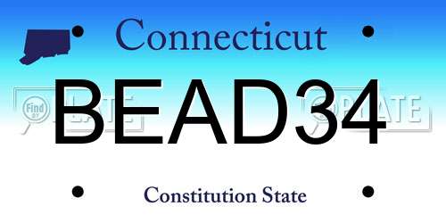 BEAD34 Connecticut License Plate