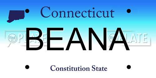 BEANA Connecticut License Plate