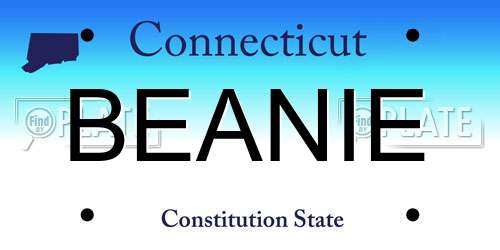 BEANIE Connecticut License Plate