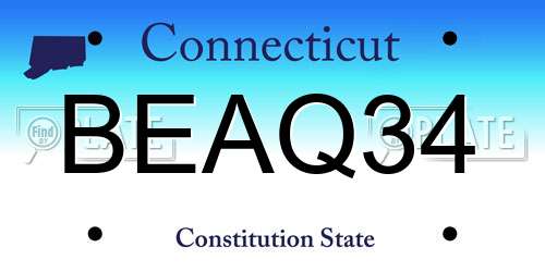 BEAQ34 Connecticut License Plate