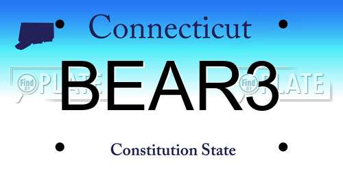 BEAR3 Connecticut License Plate