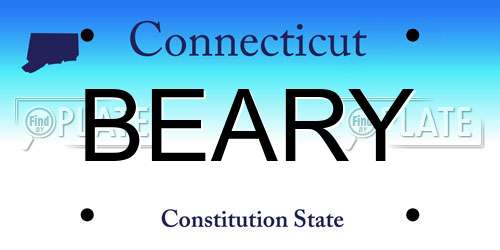 BEARY Connecticut License Plate