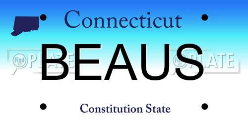 BEAUS Connecticut License Plate