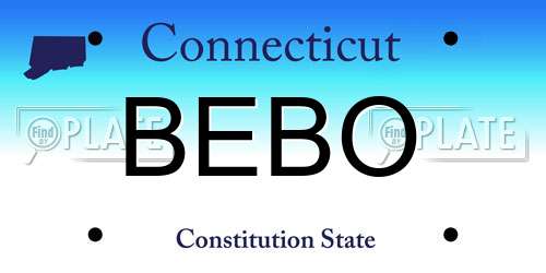 BEBO Connecticut License Plate