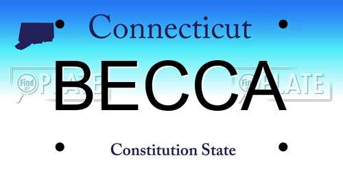 BECCA Connecticut License Plate